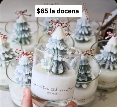 Velas Navideñas Vaso y Pino (x docena)